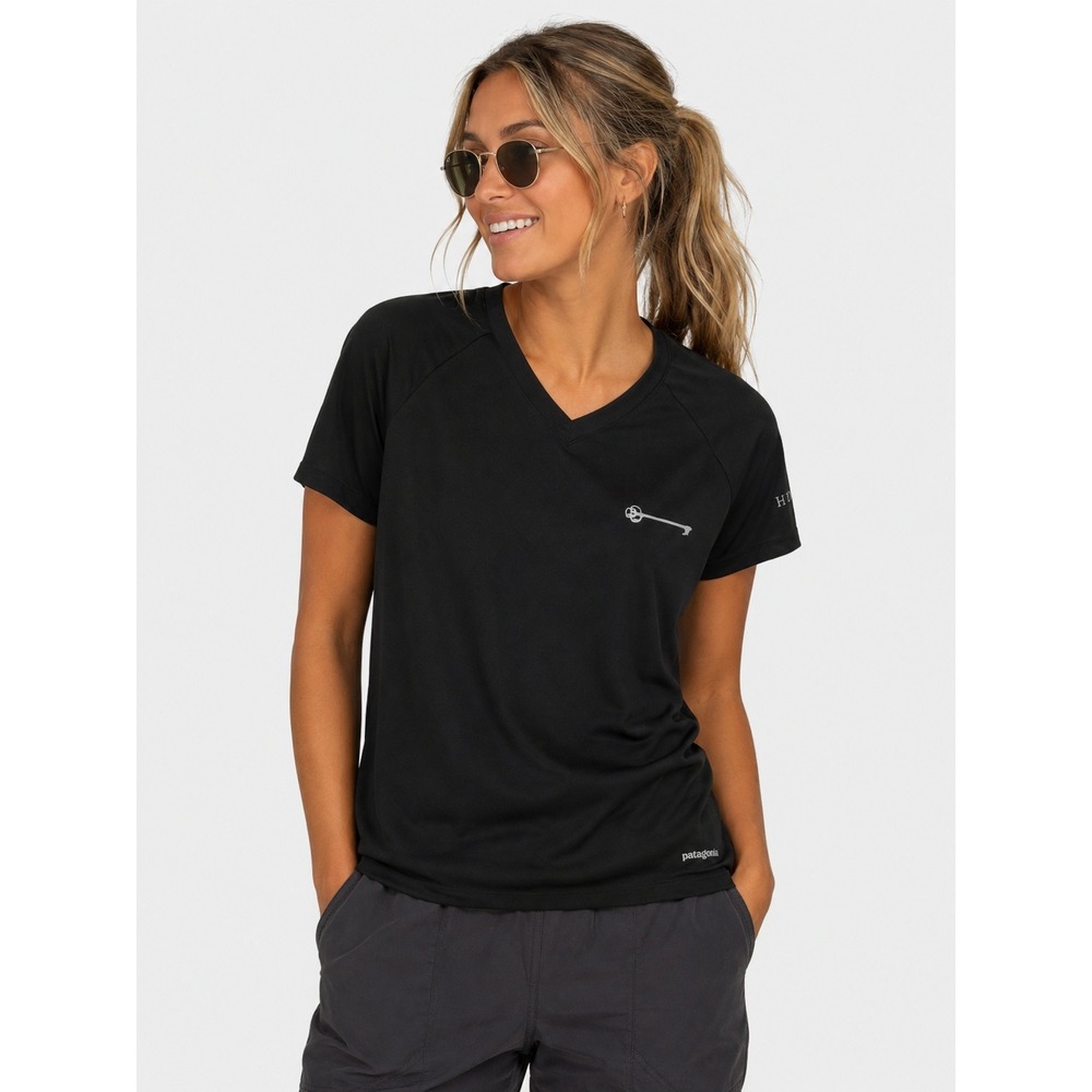 Patagonia Hydeaway Golf Club Performance Baselayer Shirt S Black V-Neck‎ Tee